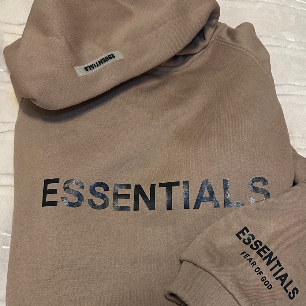 Fear of God Essentials Beige Hoodie